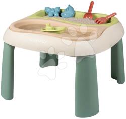 Smoby Măsuță pentru apă și nisip Water&Sand Table Life Smoby cu orificiu pentru umbrelă și capac dublu cu bărcuță forme și unelte filtru UV de la 18 luni (SM840111)