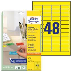 AVERY L6041-20 45, 7x21, 2mm visszaszedhető 960db-os sárga etikett (L6041-20)