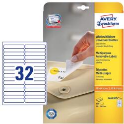 AVERY Etikett AVERY L6031REV-25 96x16, 9 mm univerzális visszaszedhető fehér (L6031REV-25) - pcx