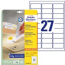 AVERY L4737REV-25 63, 5x29, 6mm visszaszedhető 810db-os etikett (L4737REV-25)