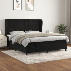 vidaXL fekete bársony rugós ágy matraccal 180x200 cm (3129227) - vidaxl