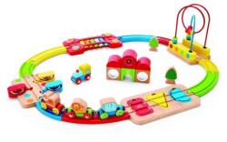 Hape Jucarie din lemn - Sina de tren curcubeu cu puzzle (30 piese) (E3826A) Trenulet