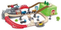 Hape Jucarie din lemn - Set tren constructii (50 piese) (E3764B) Trenulet