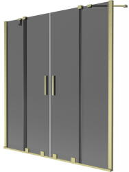 Mexen Velar Duo, 2 szárnyas eltolható kádparaván 140 x 150 cm, 8mm szürke üveg, arany matt profil, 896-140-000-42-55 (896-140-000-42-55)