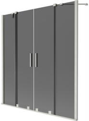 Mexen Velar Duo, 2 szárnyas eltolható kádparaván 140 x 150 cm, 8mm szürke üveg, csiszolt acél, 896-140-000-42-97 (896-140-000-42-97)