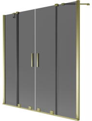 Mexen Velar Duo, 2 szárnyas eltolható kádparaván 140 x 150 cm, 8mm szürke üveg, arany fényes profil, 896-140-000-42-50 (896-140-000-42-50)