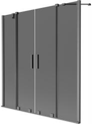 Mexen Velar Duo, 2 szárnyas eltolható kádparaván 140 x 150 cm, 8mm szürke üveg, polírozott grafit, 896-140-000-42-66 (896-140-000-42-66)