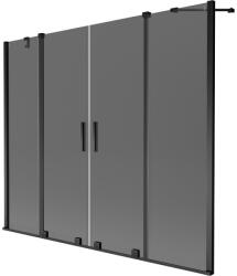 Mexen Velar Duo, 2 szárnyas eltolható kádparaván 190 x 150 cm, 8mm szürke üveg, fekete matt, 896-190-000-42-70 (896-190-000-42-70)