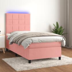 vidaXL rózsaszín bársony rugós és LED-es ágy matraccal 90x200 cm (3136106)