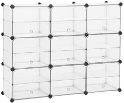 SONGMICS Cipőtároló doboz 9 db moduláris tárolódoboz, fehér 123x31x93cm (LPC502W)
