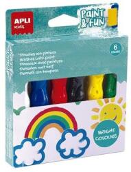 APLI Tempera készlet, ecsetvégű tubusban, APLI Kids "Paint&Fun", 6 különböző szín (LCA19415) - tintasziget