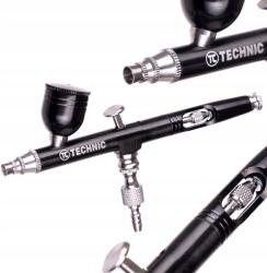 TC TECHNIC Airbrush Modellező fúvókával 0, 3mm B-130 Double Action Black Mini pisztoly (B-130P-B)