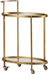 WOOOD Sárgaréz fém tálalókocsi Antik 67x35 cm (800691-B)