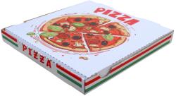  Pizzás doboz 320x320x35mm piros fehér zöld, karton pizza doboz, ételcsomagolás (SZID-01925)