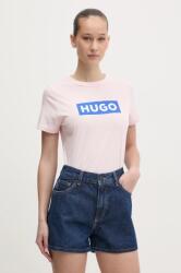 HUGO Blue pamut póló női, rózsaszín - rózsaszín M