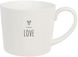 Clayre & Eef Set 2 cani ceramica neagra alba Love 12x8x7 cm, 275 ml (6CEMU0148)