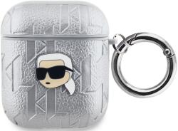 Karl Lagerfeld Husă Karl Lagerfeld PU Embossed Karl Head pentru AirPods 1/2 Argintiu (KLA2PGKIPS)
