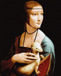 iPicasso Set pictura pe numere, cu sasiu, Doamna cu hermina - da Vinci, 40x50 cm (PC4050684)