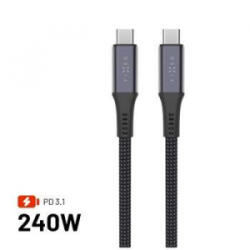 FIXED USB-C - USB-C szövet burkolatú adat- és töltőkábel 1, 2m szürke (FIXDBP-CC12-GR)