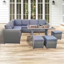 Avenberg Verano nagy kerti rattan garnitúra, szürke, ZA23386