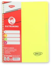DACO Caiet A4 cu spira, 120 file, 4 subiecte DACO CT5202, 65 g/mp, coperta plastic, Galben (CT5202/GALBEN)