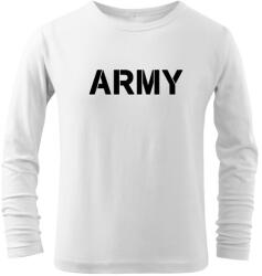 DRAGOWA детска тениска с дълъг ръкав Army, бяла (7184)