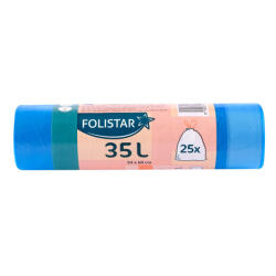 Folistar HNAT szemeteszsák 53x60cm, 35 literes HDPE kék, szalagos, 25 darab/tekercs - haztartasibolt