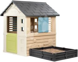 Smoby Házikó homokozóval és kerttel 2in1 Square Playhouse Life Smoby bővíthető 3 ablakkal 2 árnyékolóval és zsalugáterrel UV védelemmel 24 hó-tól - 2025 modell (SM810740)
