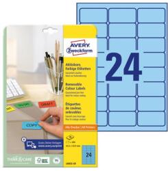 Avery Etikett AVERY L6032-20 63, 5x33, 9mm univerzális kék 480 címke/doboz 20 ív/doboz (L6032-20) - nyomtassingyen