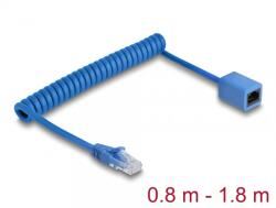 Delock Cablu prelungitor spiralat RJ45 Cat. 6 UTP max 1.8m Albastru, Delock 90366 (90366)