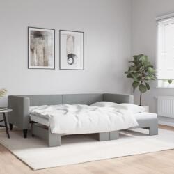 vidaXL világosszürke kihúzható szövet heverő 90 x 190 cm (3196588)