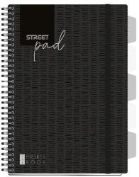 STREET Spirálfüzet vonalas STREET Pad A/4 100 lapos regiszteres fekete (67128)