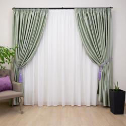 Hiko Set 2 draperii Hiko Blackout, dimout verde ou de rata lucios, cu rejansa Premium, creion de 6, 5cm (10003955)