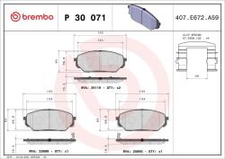BREMBO fékbetétkészlet, tárcsafék BREMBO P 30 071 (P 30 071)