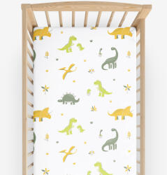 Goldea gyermek gumis pamut lepedő kiságyba - dinoszauruszos kalandok 60 x 120 cm