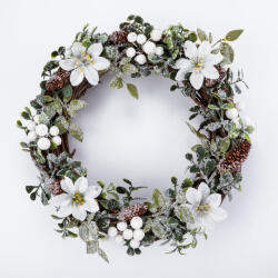 Dommio Coroniţă de Crăciun din nuiele POINSETTIA albă, 30 cm
