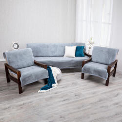 decoDoma Cuverturi pentru canapea şi fotolii, gri 3+1+1