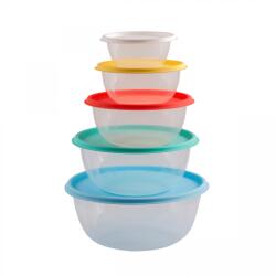 RFL Houseware Set 5 cutii alimente, rotunde, 5 litri+3, 2 litri+1, 9 litri+1, 1 litri+530 ml, Rainbow (R3-837581)