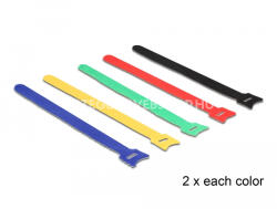 Delock tépőzáras kábelkötegelők - kábelrendező pántok - színes 240 x 12 mm 10 db/csomag