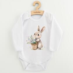 NEW BABY Body pentru copii cu imprimare New Baby Iepuraș cu floricele, mărime 74 (6-9lr)