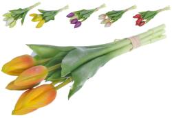 Művirág, Műanyag 270Mm-Es Tulipán Csokor 5 Db, Vegyes Színválasztékban