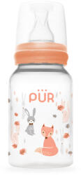 PUR Biberon cu desen piersica 0-3 luni, 125ml, PUR