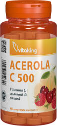 Vitaking Vitamina C 500mg cu acerola si gust de zmeura, 40 comprimate masticabile, Vitaking