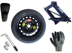 Extradeon Készlet - Mankókerék + Kerékkulcs + Hévér + Tároló a Hévérhez VW e-UP! 125/70 R15 4x100 CB57.1