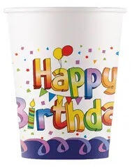 Procos Party pohár Happy Birthday 200ml 8db papír (333502)