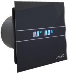 CATA E-100MTH BK szellőztető ventilátor, metakrilát előlappal, utószellőztető és páraérzékelő funkcióval, fekete, 100mm
