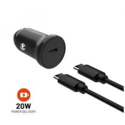FIXED USB-C autós töltő 20W, USB-C - USB-C kábellel fekete (FIXCC20N-CC-BK)