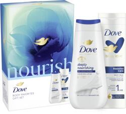 Dove Advanced Care ajándékkészlet: Mélyen tápláló tusfürdő, 225 ml + Dove testápoló tej, 250 ml