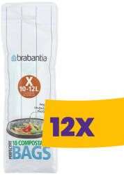 Brabantia PerfectFit Compostable szemeteszsák X méret - 10-12L, 10db/tek (Karton - 12 tekercs) (118685)