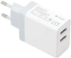 Platinet Hálózati 2xUSB Töltő 6.8A + USB Apa/MicroUSB Apa Töltőkábel - 1 m, Fehér (PLCU2W)